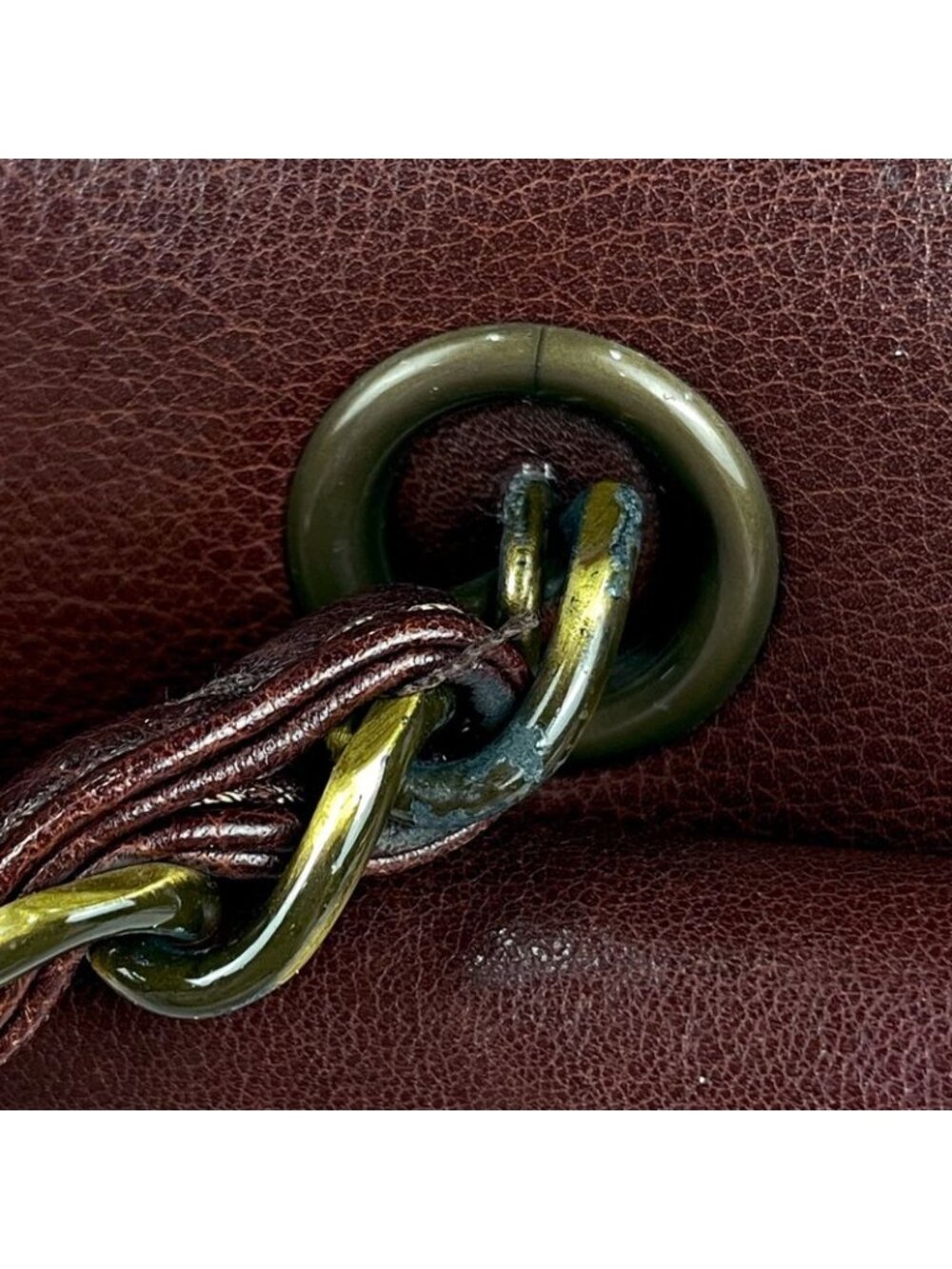 Chanel CC Logo Chain Handbag Tote Leather Brown - Picture 10 of 15